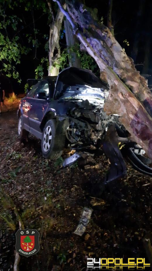 Poważny wypadek w gminie Strzeleczki. Samochód wbił się w drzewo