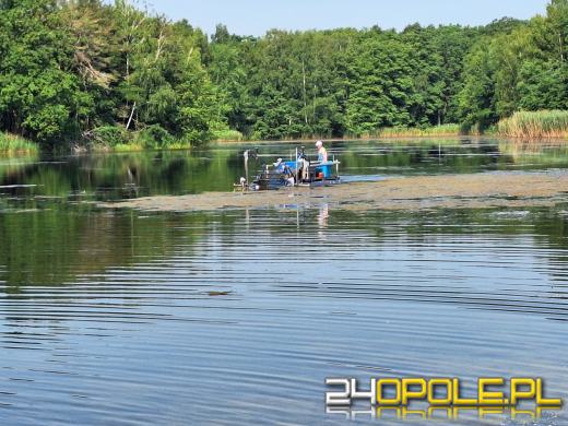Jezioro średnie w Turawie kwitnie. Trwają prace na wodzie