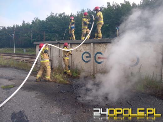 Pożar miału w składzie towarowym w gminie Kluczbork