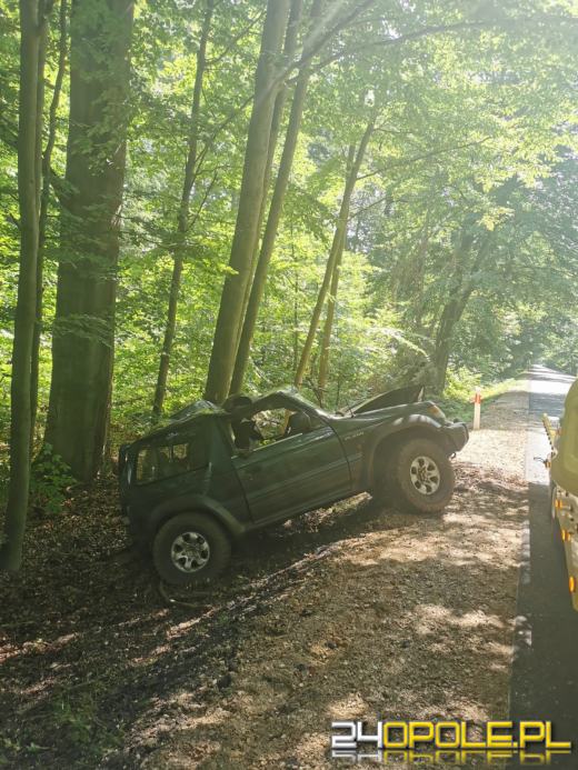 Kierowca ciężarówki uderzył w pojazd i zjechał na przydrożne drzewo