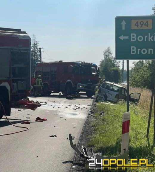 Czołowe zderzenie pojazdów na dw 494