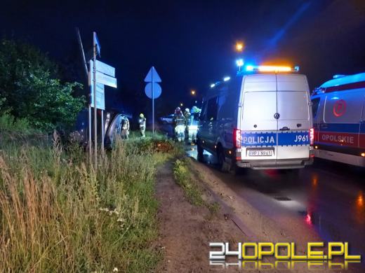 Samochód wypadł z drogi i uderzył w słup