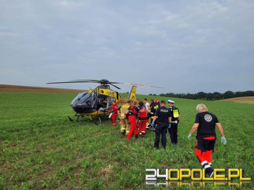 Potrącenie rowerzysty przez samochód osobowy. Lądował śmigłowiec LPR