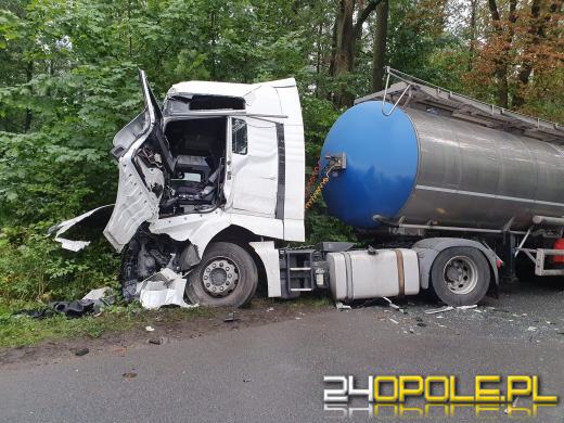 Dwa samochody ciężarowe zderzyły się w powiecie kluczborskim
