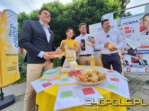 Adam Gomoła pokazuje koszyk zakupowy. "Pisowskie dodatki rząd równoważy skokami cen"