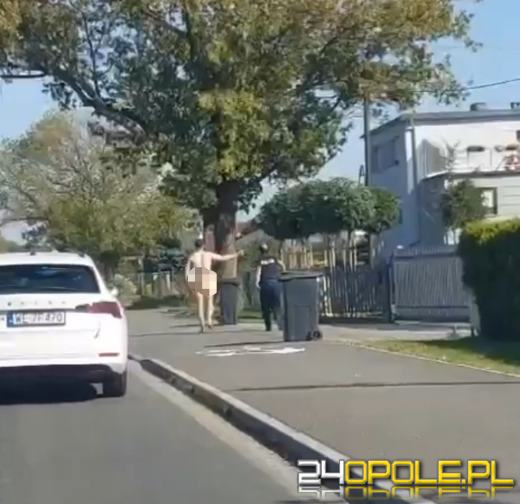 Nagi mężczyzna chodził po Luboszycach. Zaniepokojeni mieszkańcy wezwali policję