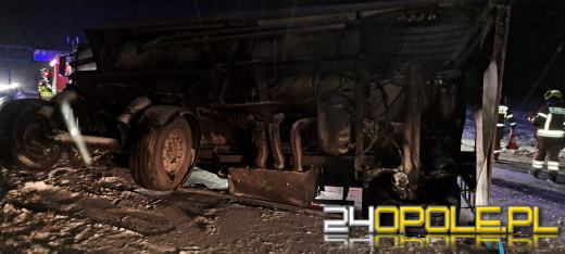 Zdarzenie drogowe z udziałem ciężarówki przewożącej mleko