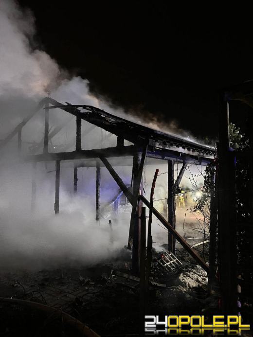 Pożar wiaty z zaparkowanym pojazdem 