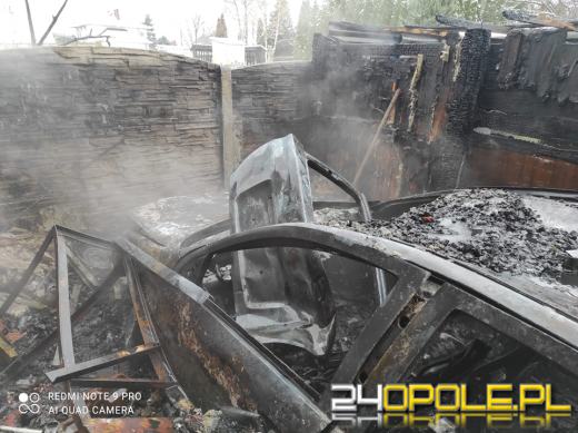 Pożar samochodu w garażu miejscowość Krzywiczyny