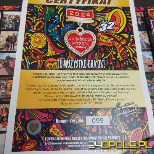 Złote serduszko WOŚP znów będzie licytowane w Opolu