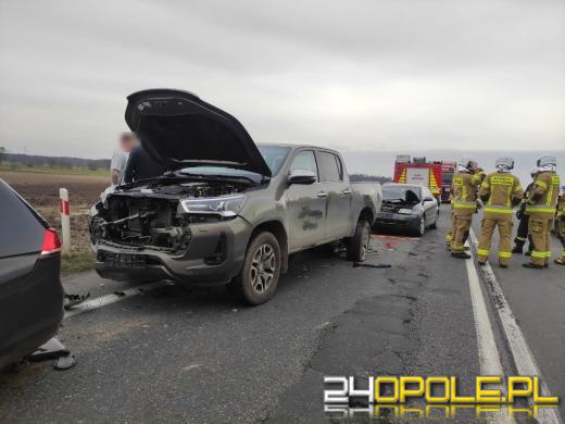 Zderzenie trzech samochodów we Wrzoskach