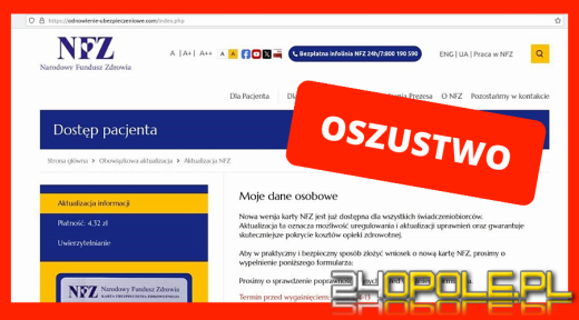 Uwaga! Oszuści mogą podszywać się pod Narodowy Fundusz Zdrowia