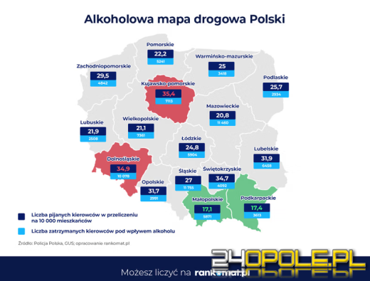 Alkoholowa mapa drogowa Polski: Gdzie najczęściej spotkasz pijanych kierowców?