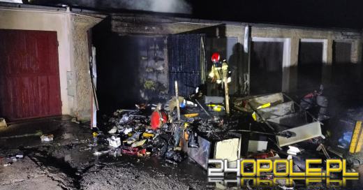 Pożar garażu w Kluczborku - jedna osoba ranna