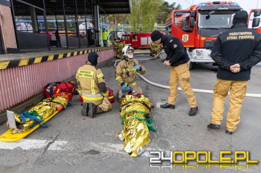 Wyciek gazu propan-butan i pożar powierzchniowy. Ćwiczenia ratownicze pk. "Unimot 2024"