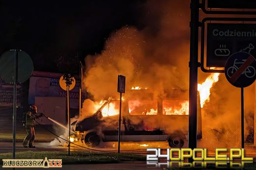 Pożar samochodu na parkingu Kauflandu w Kluczborku