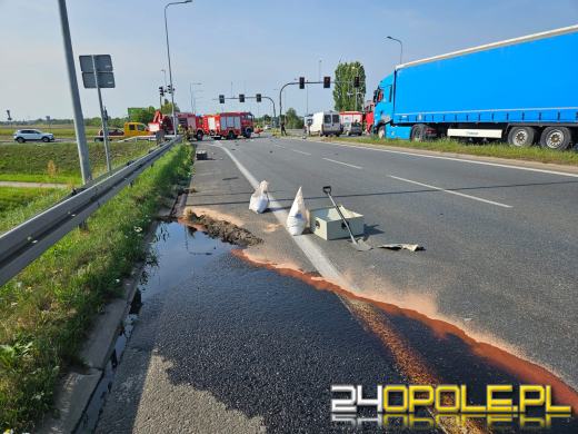 Zderzenie TIRa i dwóch osobówek. Obwodnica Opola przykorkowana