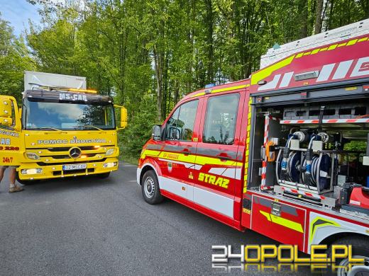 Drzewo spadło na busa, zmiażdżona kabina kierowcy