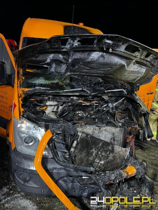 Pożar samochodu dostawczego na komisie w Kędzierzynie-Koźlu