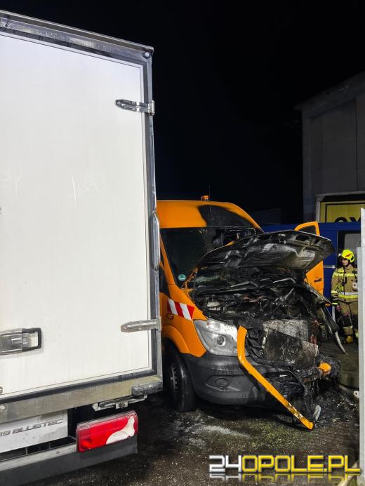 Pożar samochodu dostawczego na komisie w Kędzierzynie-Koźlu