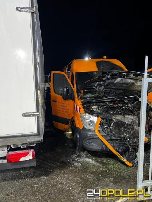 Pożar samochodu dostawczego na komisie w Kędzierzynie-Koźlu