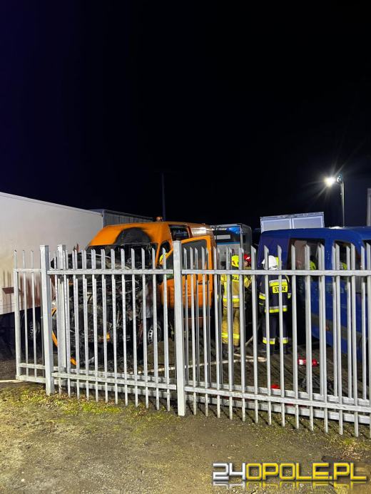 Pożar samochodu dostawczego na komisie w Kędzierzynie-Koźlu