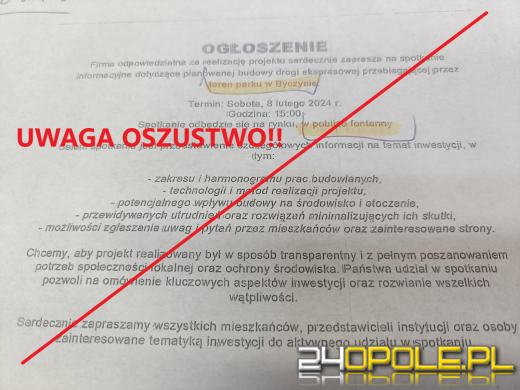 GDDKiA ostrzega przed fałszywymi spotkaniami informacyjnymi odnośnie budowy S11