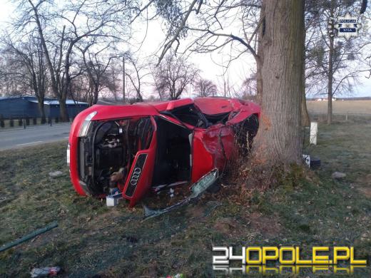 Groźny wypadek w Przydrożu Wielkim. Młody kierowca z promilami