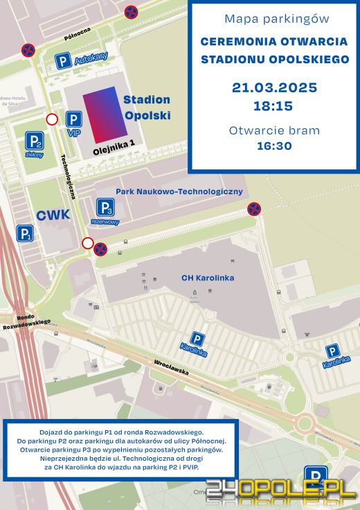 Dziś mecz otwarcia Stadionu Opolskiego. Będzie zmiana organizacji ruchu