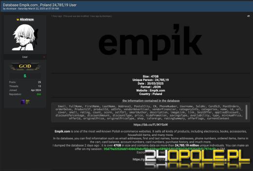 W sieci pojawiło się ogłoszenie sprzedaży bazy danych dotyczącej klientów Empiku