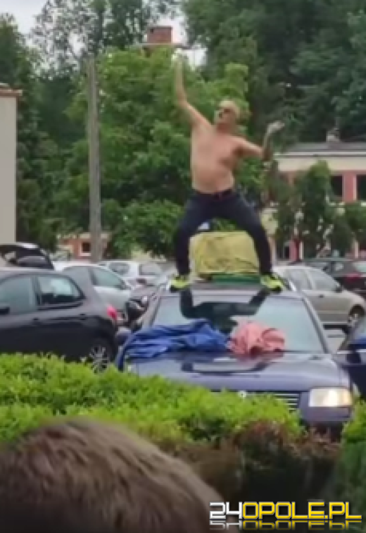 Ostatki kampanii. Radny z Kluczborka tańczył półnagi na dachu samochodu