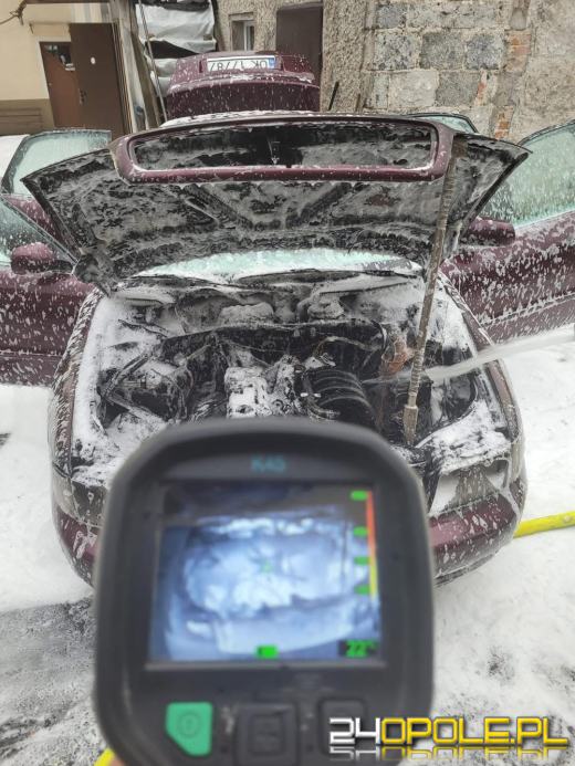 Pożar samochodu osobowego w Jaborowicach - szybka reakcja właścicielki zapobiegła tragedii