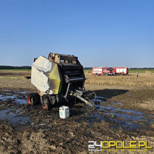 Pożar prasy rolniczej w Chudobie - spłonęło ściernisko i słoma