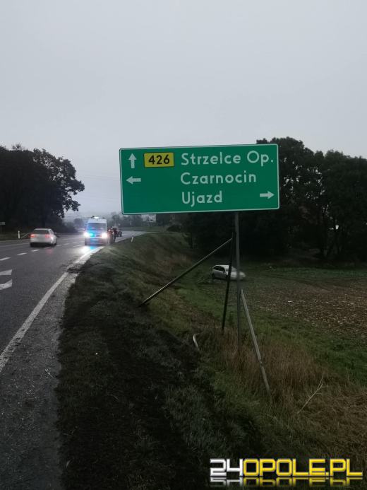 Strzelce Opolskie:18-latek dachował seatem po wypadnięciu z drogi