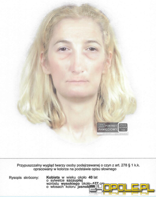 Policja publikuje portret pamięciowy kobiety podejrzewanej o kradzież w Opolu