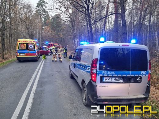 Zderzenie dwóch samochodów na trasie Korfantów-Sowin