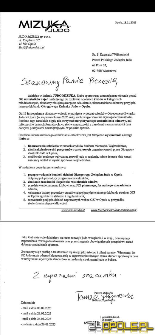 Kto blokuje Wiktora? Poważne zarzuty wobec opolskiego związku judo