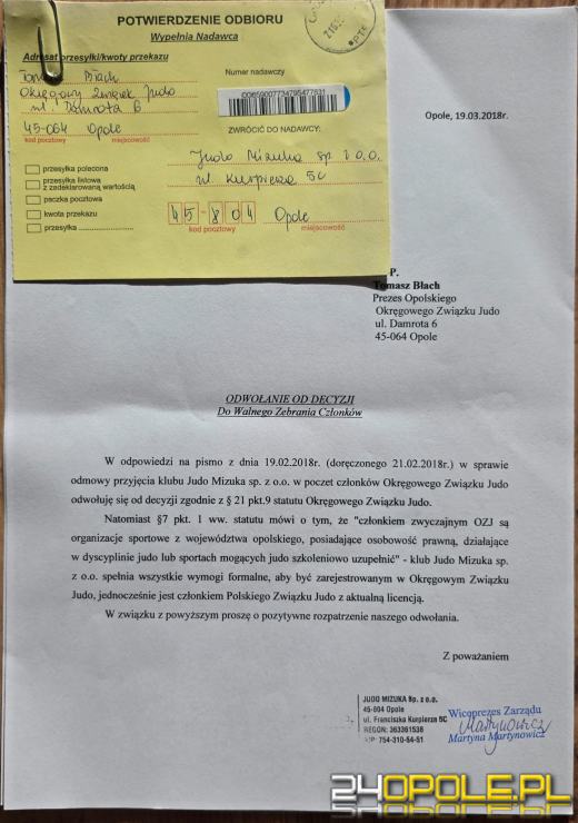 Kto blokuje Wiktora? Poważne zarzuty wobec opolskiego związku judo