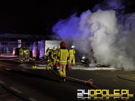 Pożar czterech pojazdów na ulicy Wspólnej. Na miejscu sześć zastępów