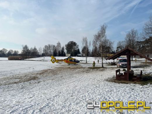Wypadek łyżwiarza na zamarzniętym jeziorze w Dębowej. Interweniowały służby