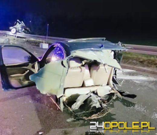 Groźny wypadek na drodze krajowej nr 39 w Brzegu. BMW w dwóch częściach
