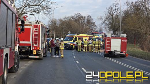 Zderzenie dwóch aut na ulicy Wrocławskiej w Opolu. Droga zablokowana