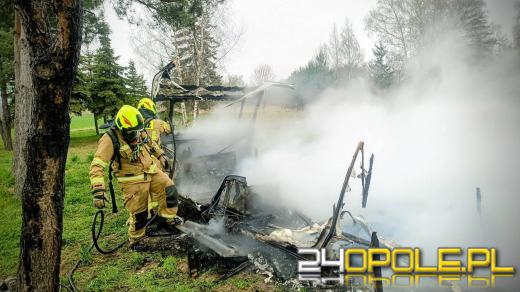 Pożar przyczepy kempingowej w Praszce