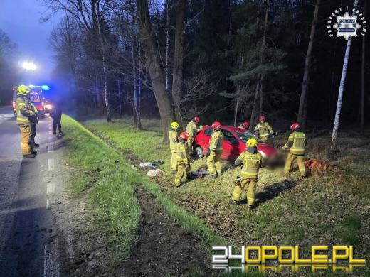 Dachowanie na trasie Zawadzkie-Wierchlesie. Szybka reakcja policjanta