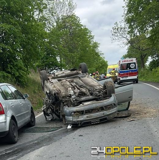 Zderzenie czterech aut pod Głubczycami. Sześć osób trafiło do szpitala