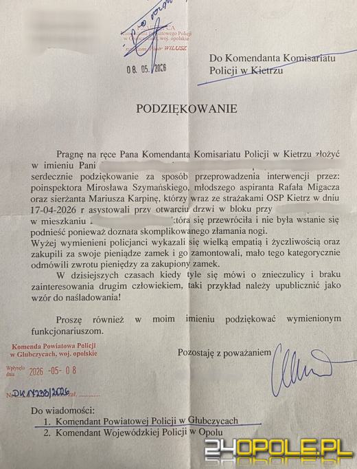 Kietrzańscy policjanci pomogli seniorce po groźnym upadku