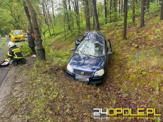 Samochód wypadł z drogi między Jełową a Dąbrówką Łubniańską