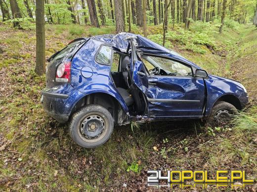 Samochód wypadł z drogi między Jełową a Dąbrówką Łubniańską
