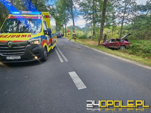 Pijany kierowca wypadł z drogi i uderzył w drzewo