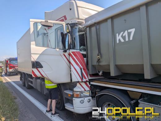 Kolizja na obwodnicy Opola. Ciężarówka uderzyła w naczepę poprzedzającego pojazdu
